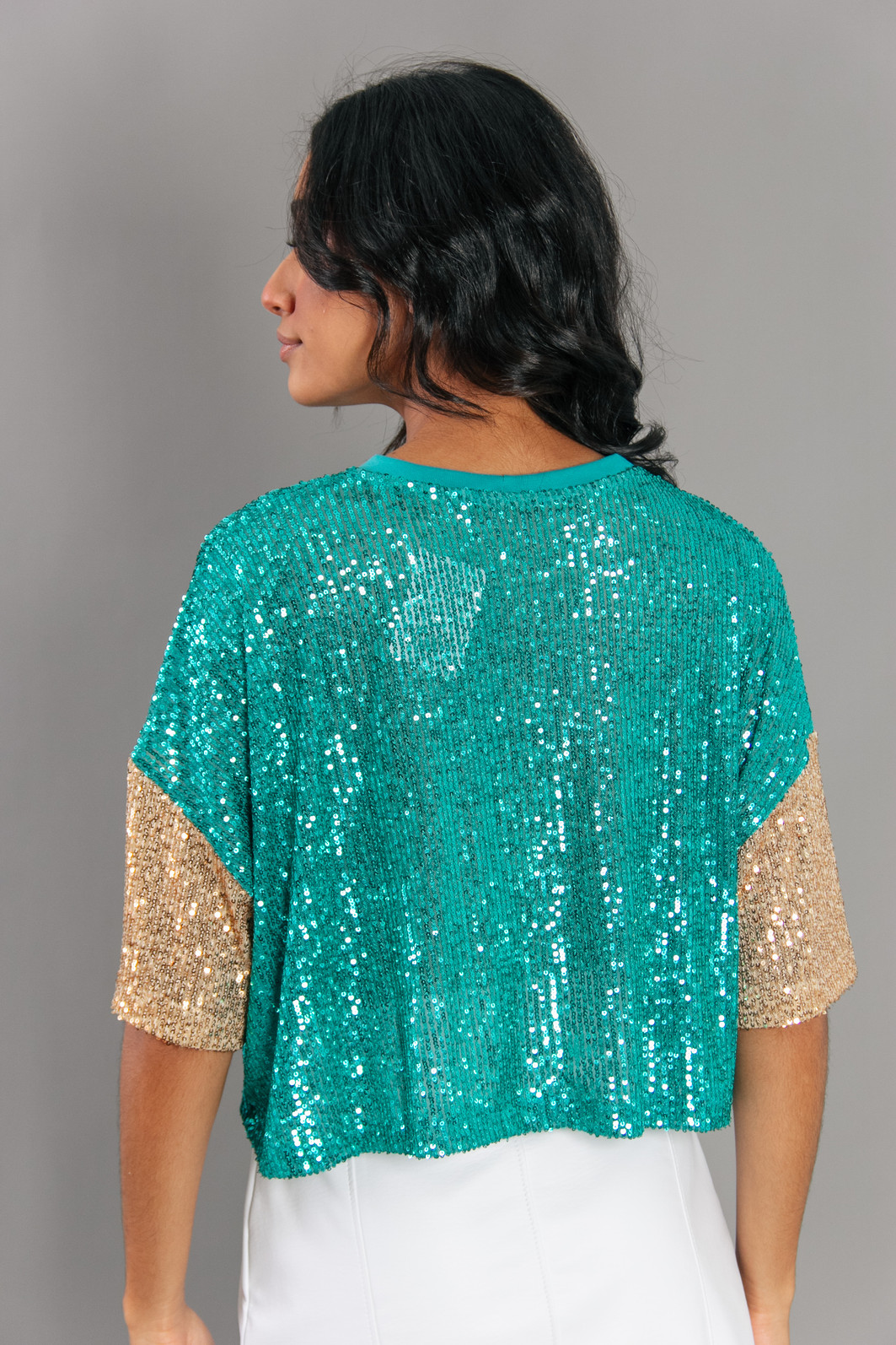 CROPPED PAETÊS VERDE BRASIL COM BORDADO