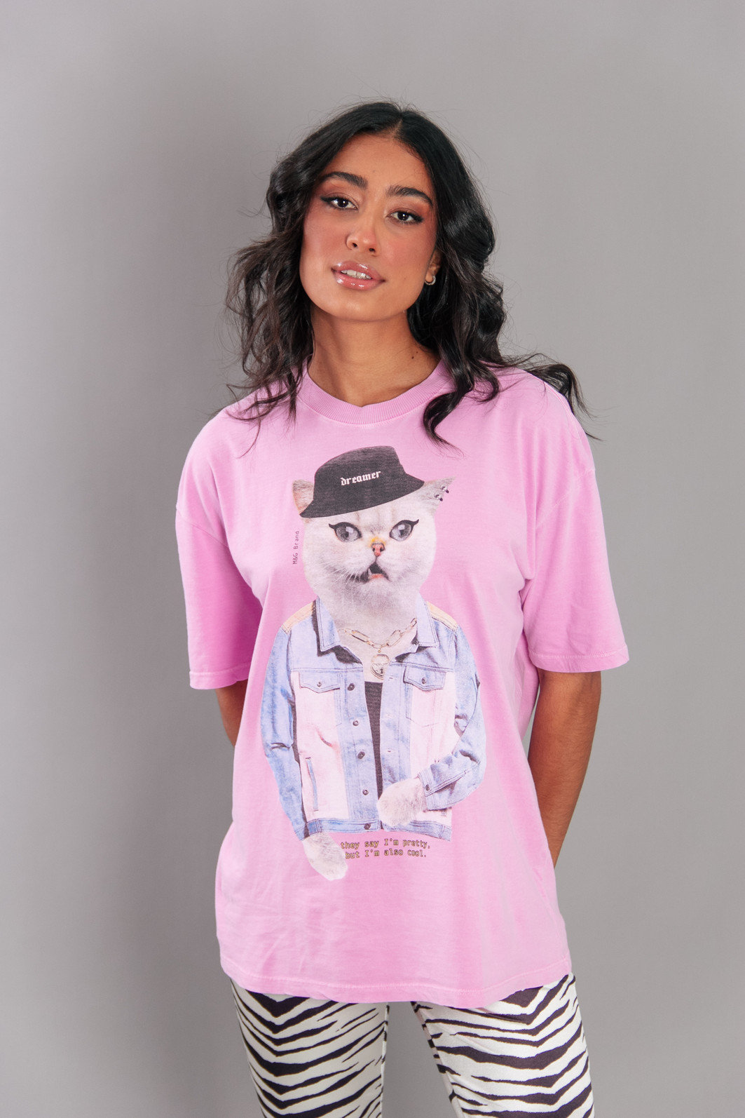 CAMISETA T-SHIRT VINTAGE ROSA CAT