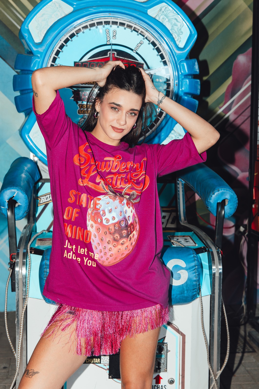 SHORT SAIA COM FRANJAS ROSA SHORT SAIA COM FRANJAS ROSA