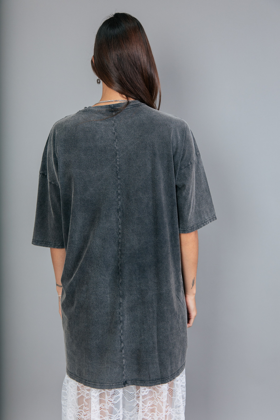 VESTIDO CAMISETA PRETO MARMORIZADO LOST RIDER