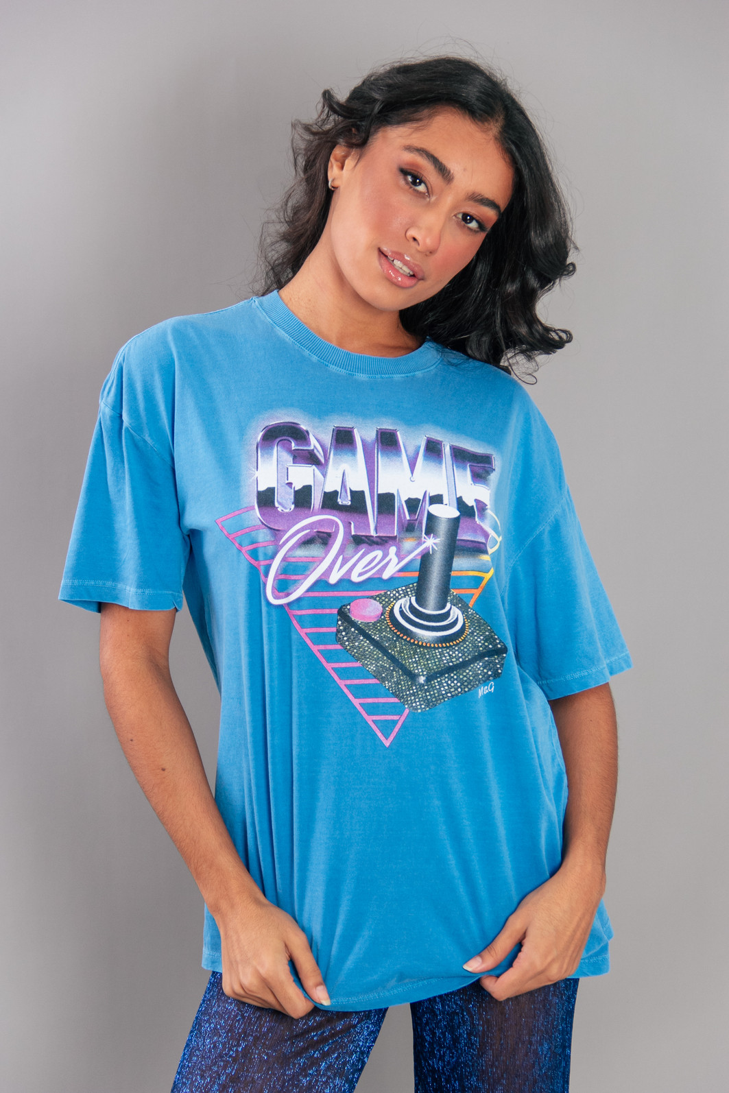 CAMISETA T-SHIRT VINTAGE AZUL GAME OVER