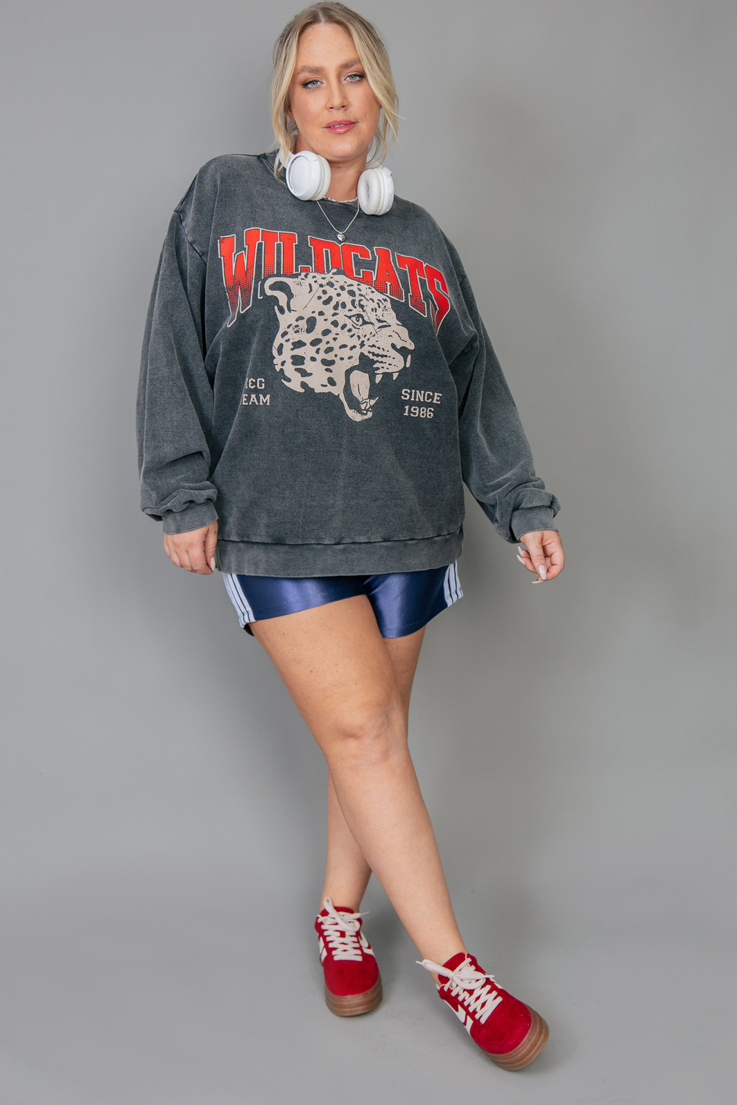 CASACO DE MOLETOM OVERSIZED PRETO MARMORIZADO WILDCATS