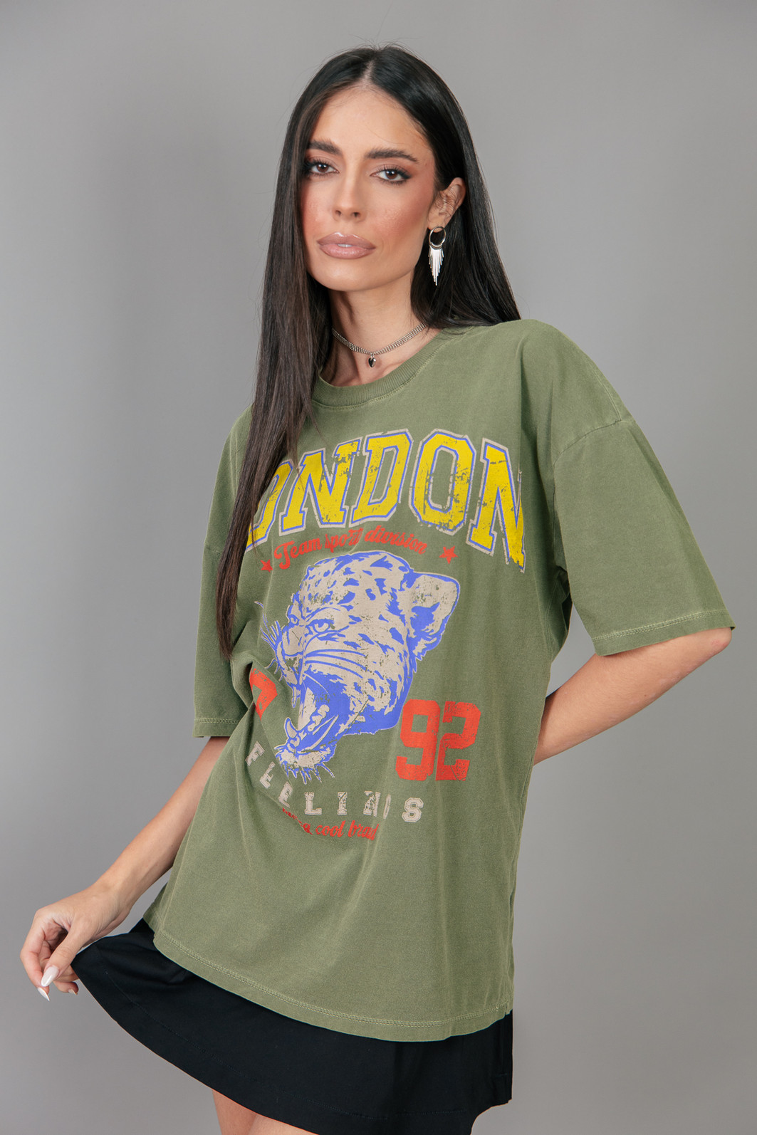 T-SHIRT VINTAGE VERDE OLIVA LONDON