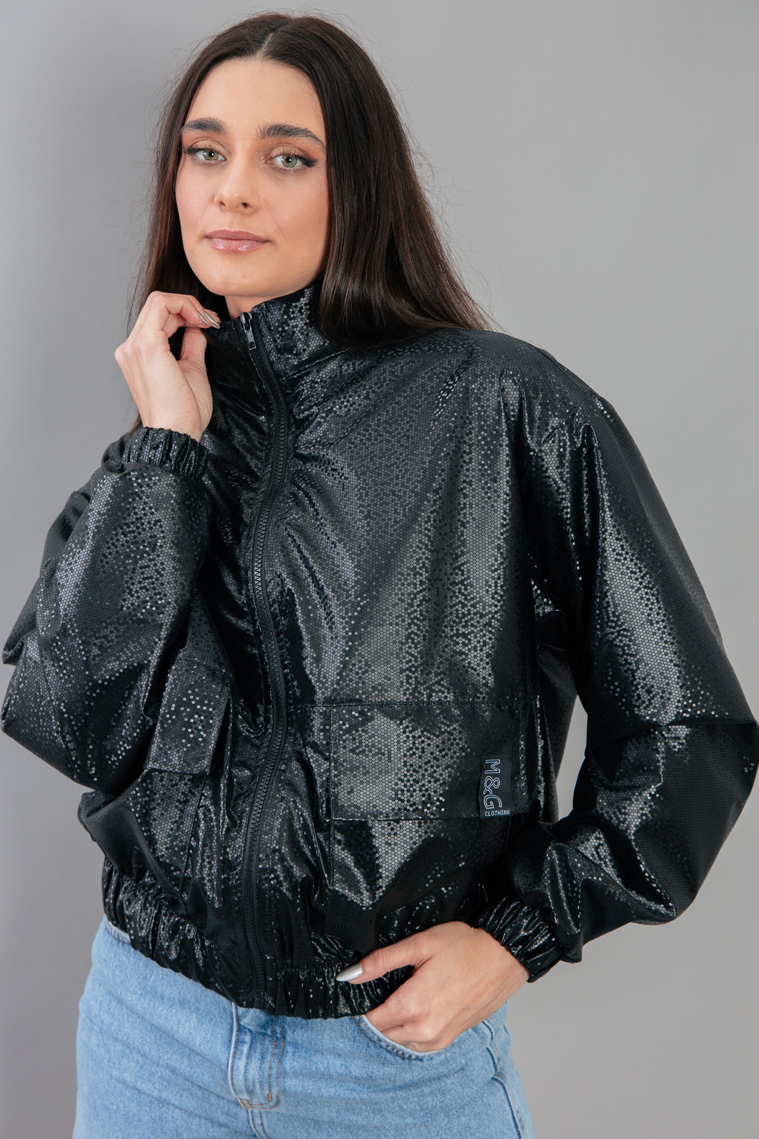 JAQUETA CORTA VENTO PRETO BRILHO JAQUETA CORTA VENTO PRETO BRILHO