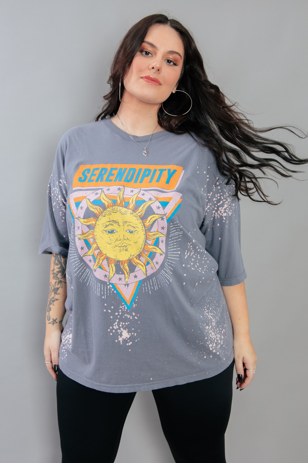 CAMISETA T-SHIRT OVERSIZED AZUL SERENDIPITY COM RESPINGOS