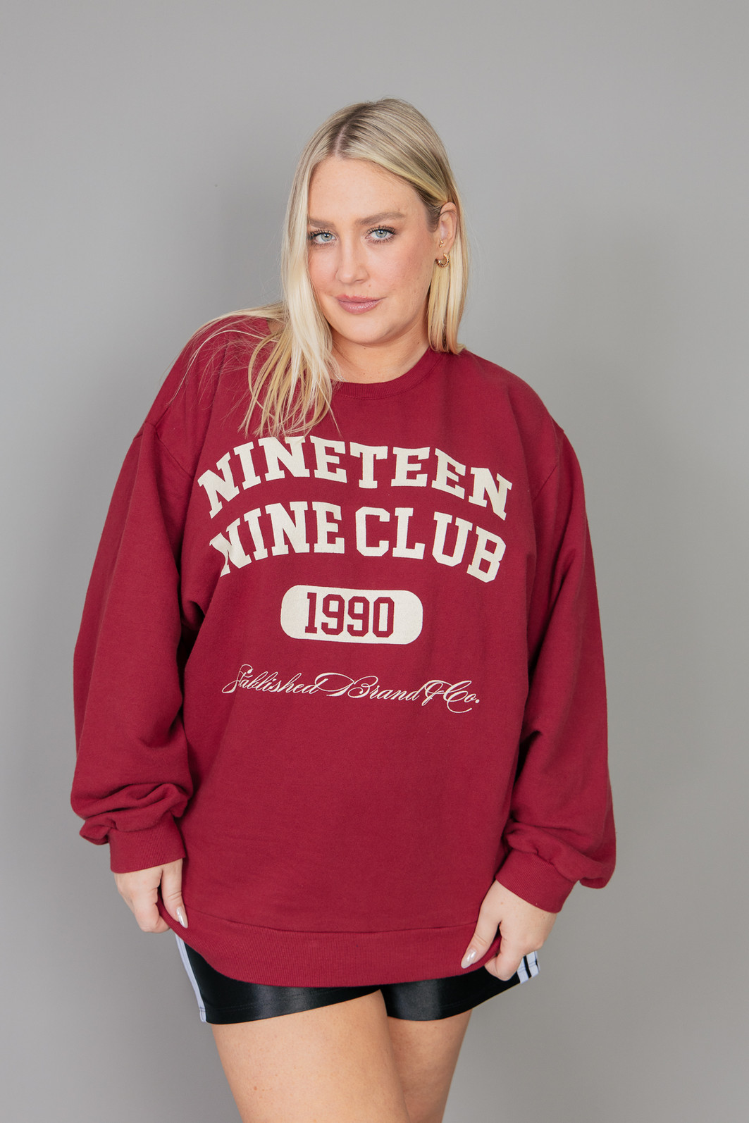 CASACO OVERSIZED DE MOLETOM BORGONHA NINETEEN