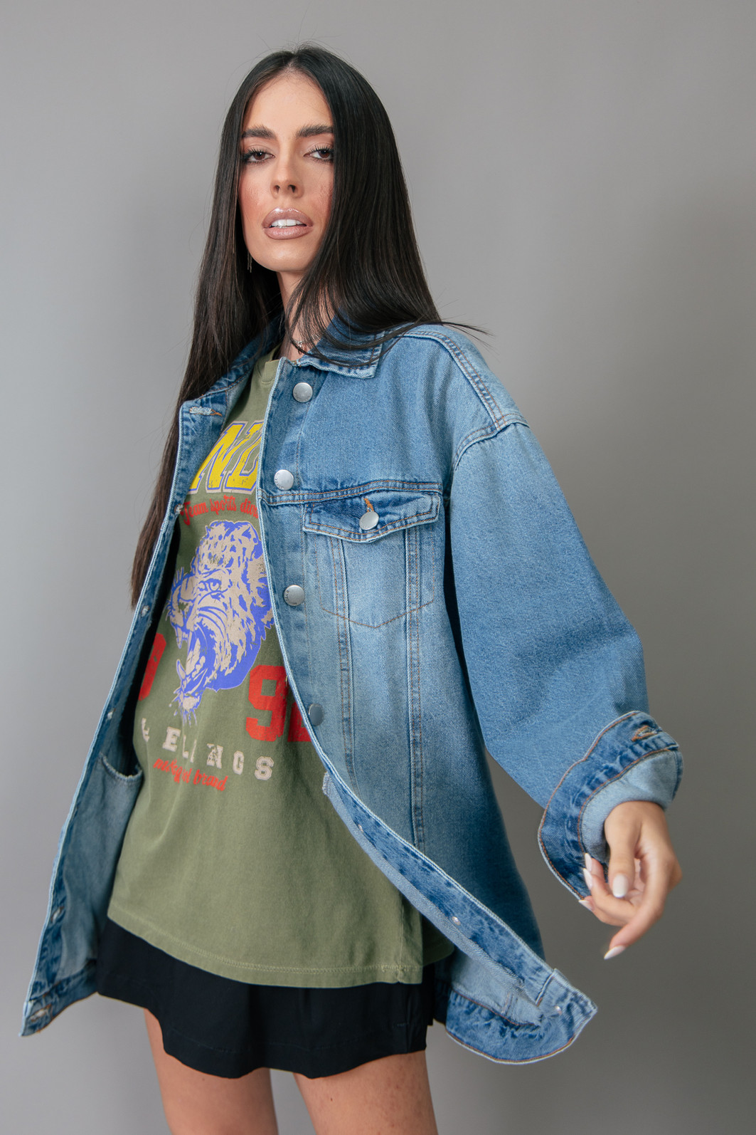 JAQUETA JEANS VINTAGE OVERSIZED COM BOTÕES