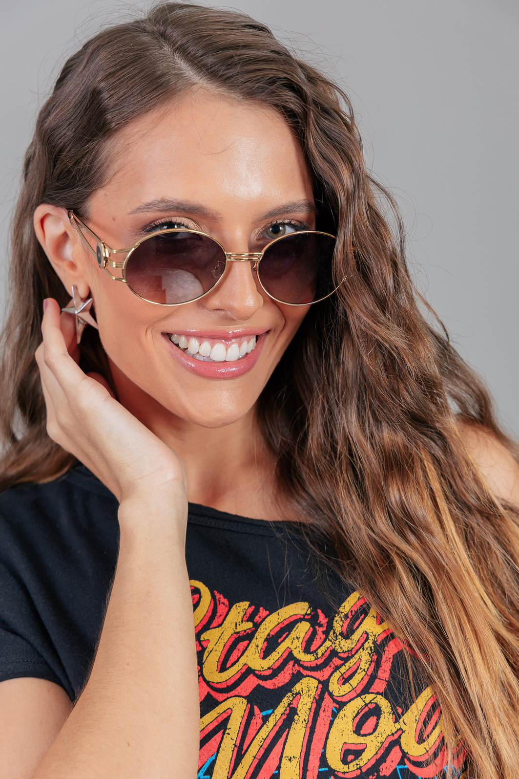 ÓCULOS METAL DOURADO AVIADOR DEGRADÊ ROSÊ