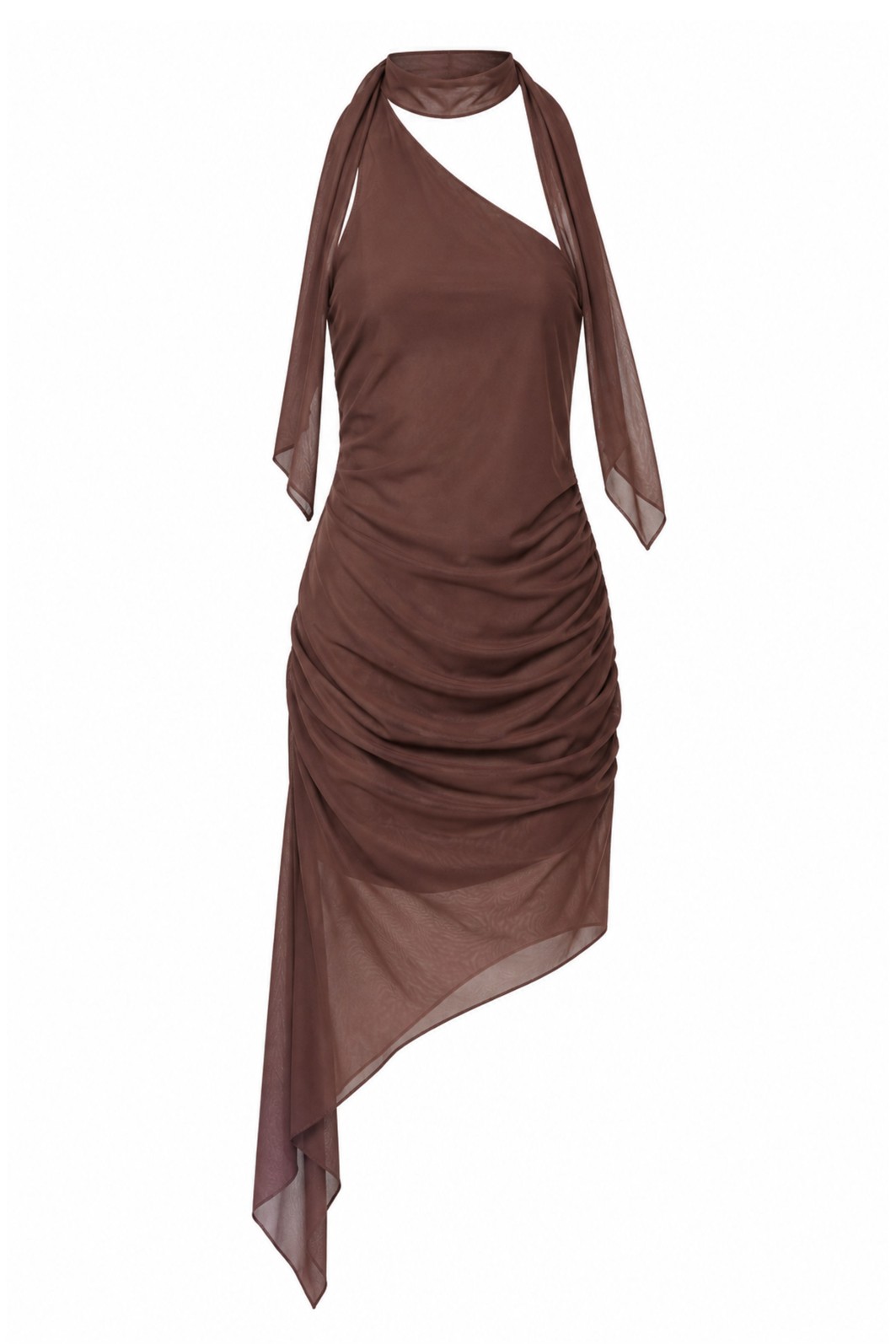 VESTIDO ASSIMÉTRICO DE TULE MARROM VESTIDO ASSIMÉTRICO DE TULE MARROM