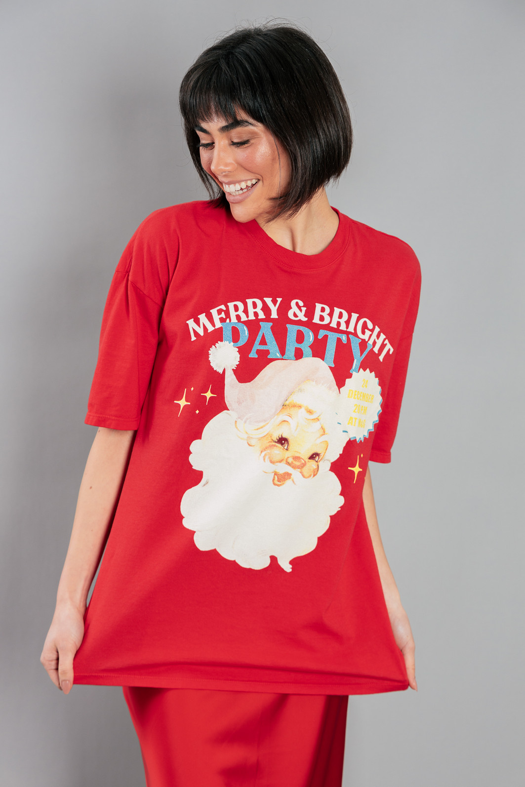 CAMISETA T-SHIRT VINTAGE VERMELHA MERRY & BRIGHT CAMISETA T-SHIRT VINTAGE VERMELHA MERRY & BRIGHT