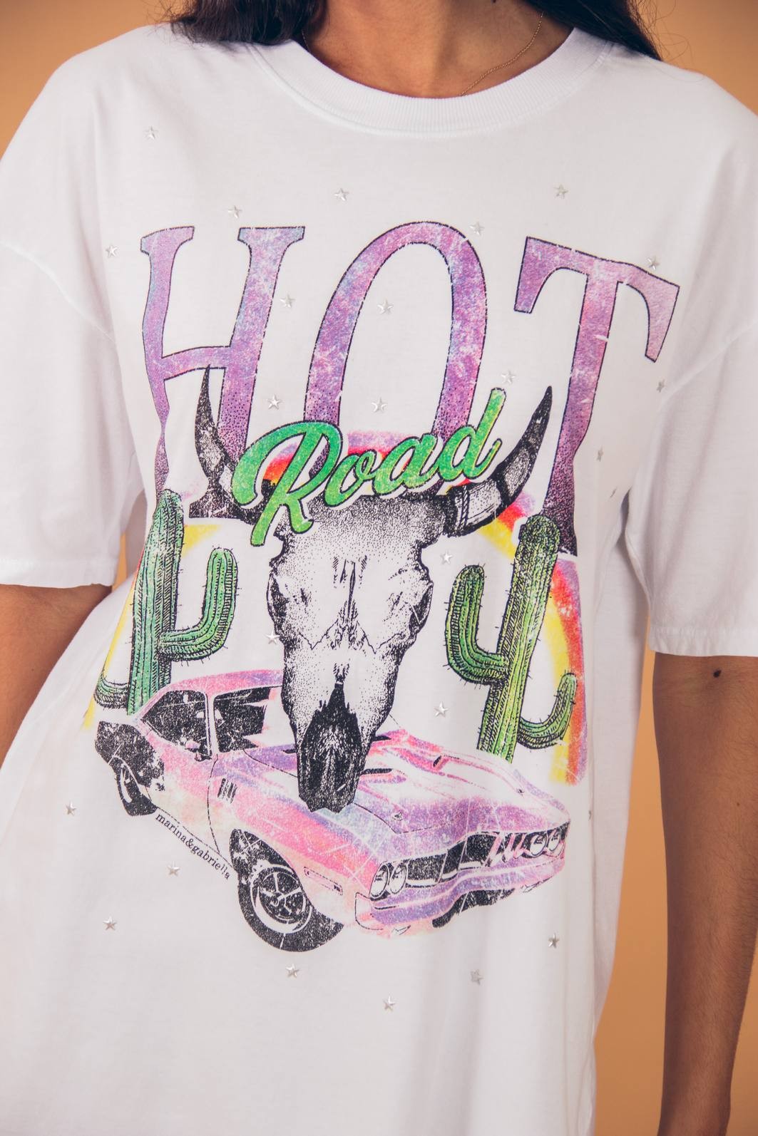 CAMISETA T-SHIRT VINTAGE BRANCA HOT ROAD
