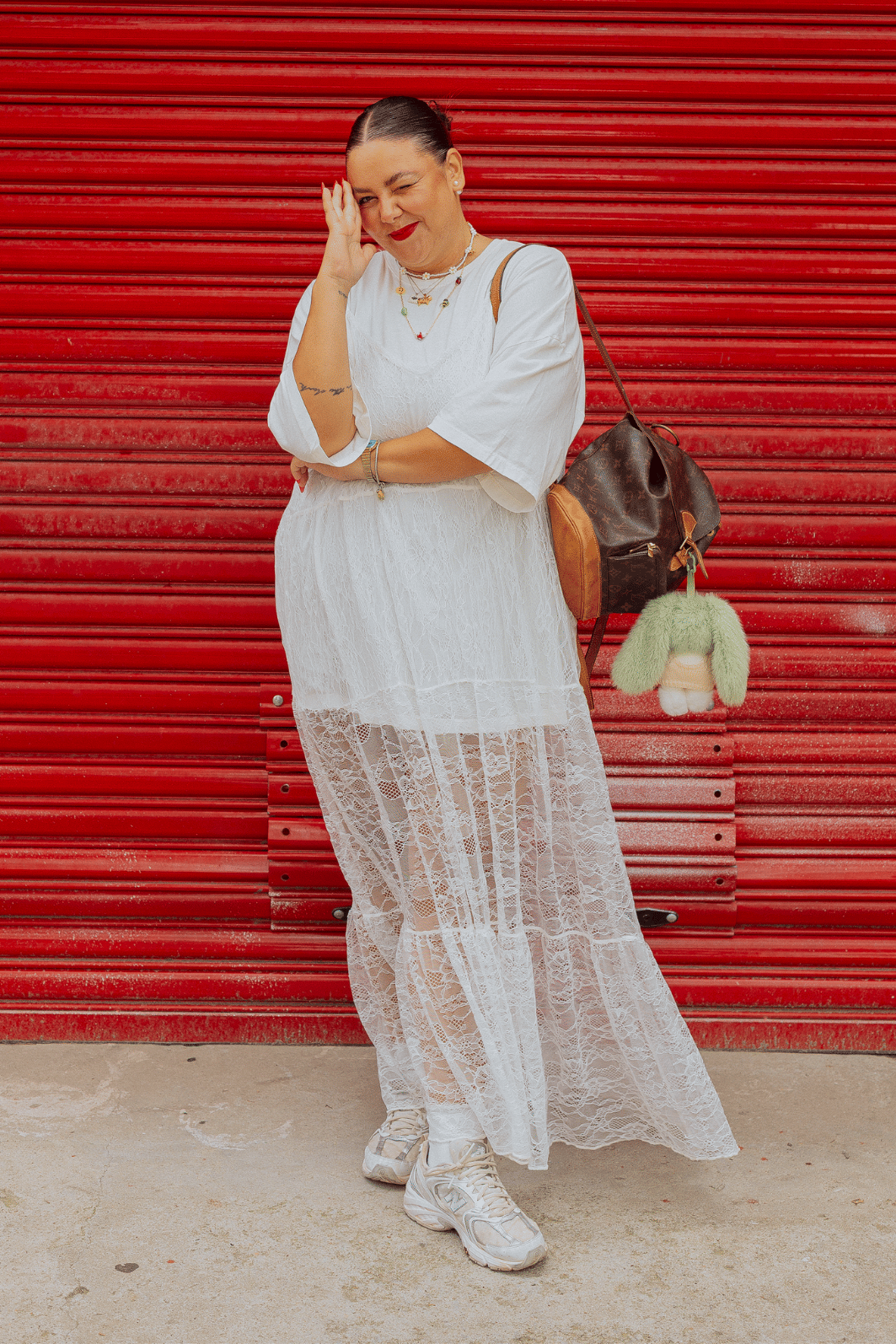 VESTIDO AMPLO DE RENDA BRANCO