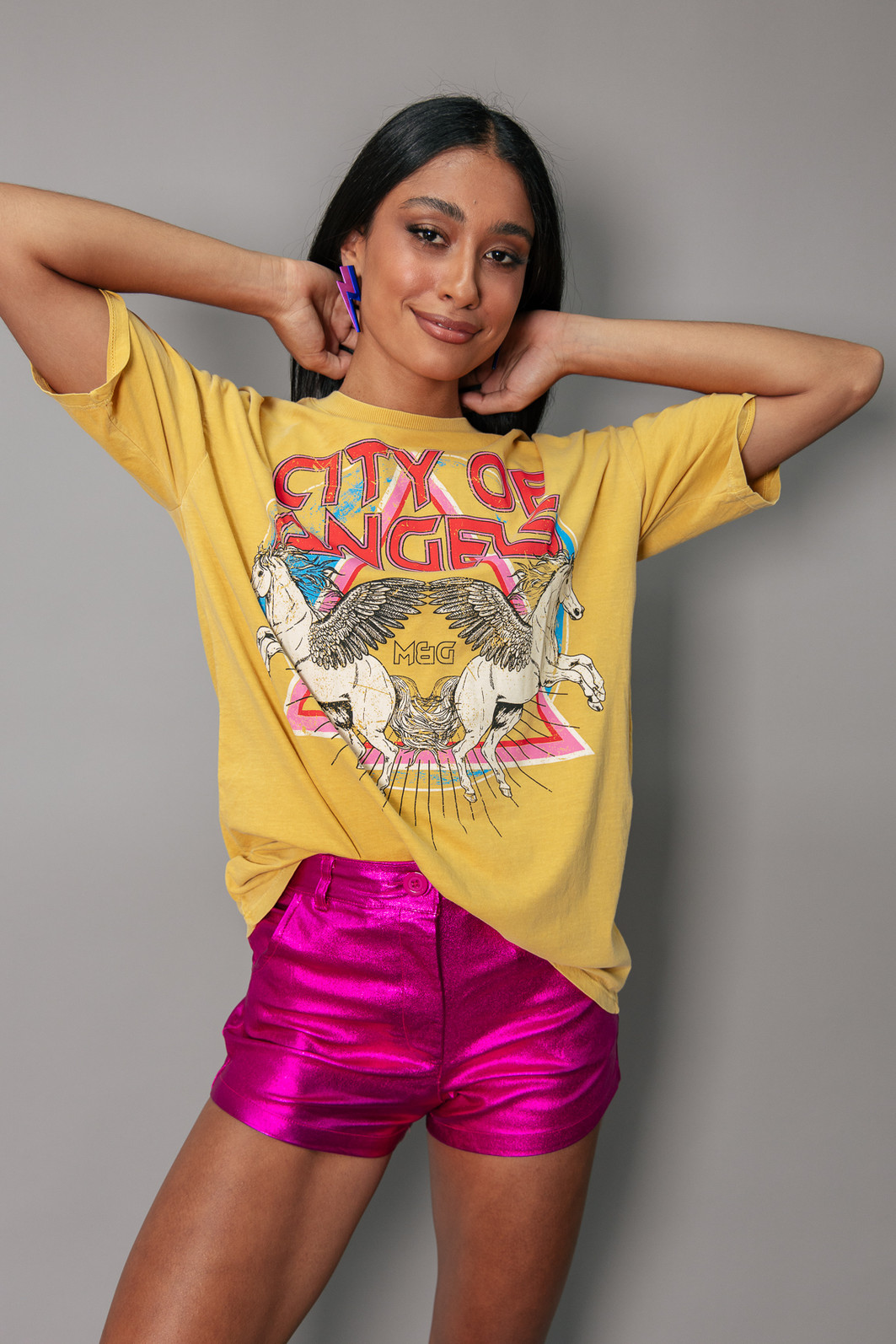 T-SHIRT VINTAGE AMARELA CITY OF ANGELS