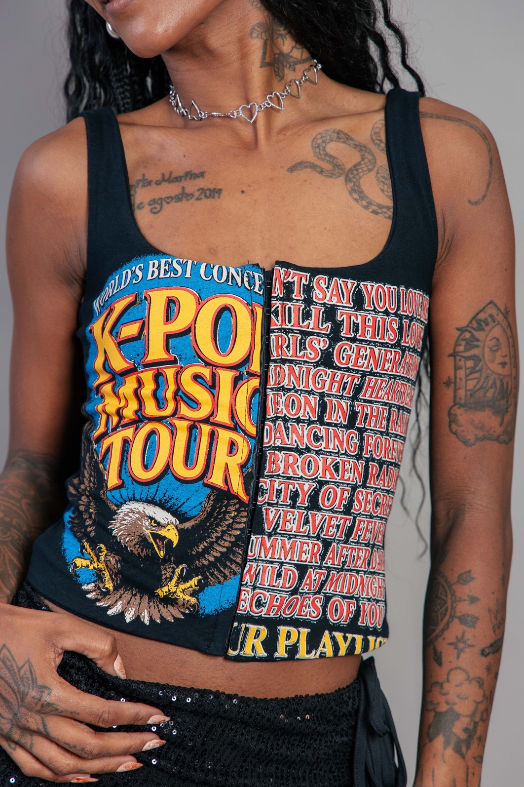 BLUSA CORSET DE COTTON PRETA K-POP BLUSA CORSET DE COTTON PRETA K-POP