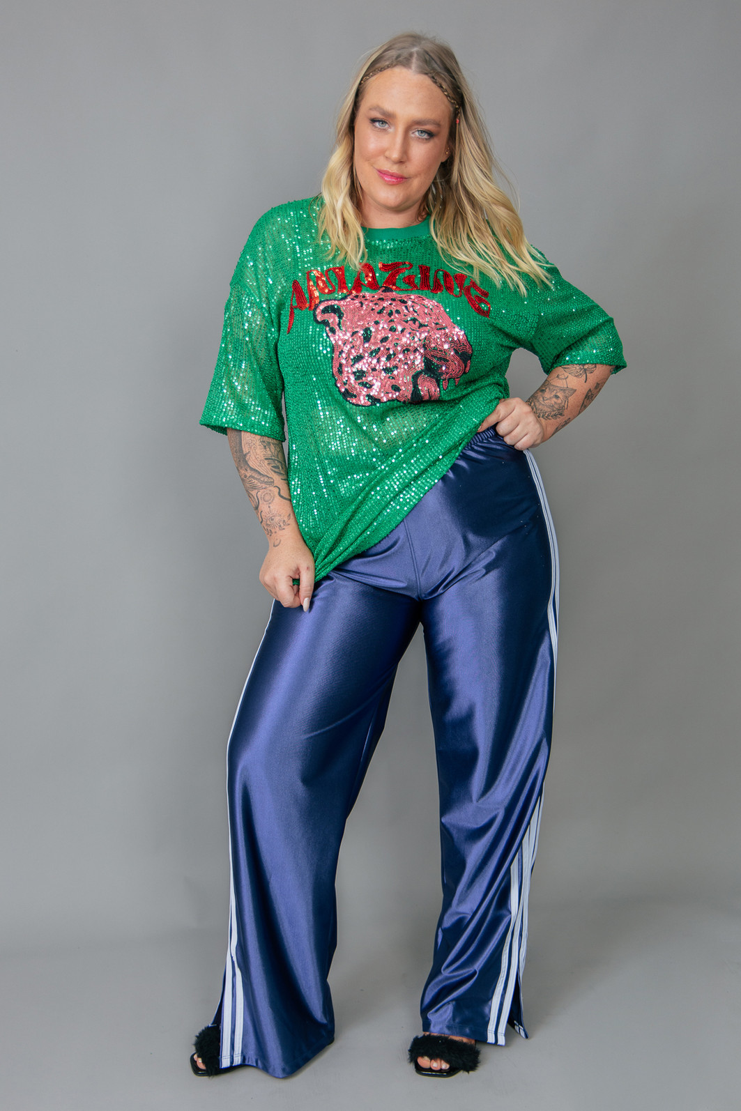 CALÇA SPORT AZUL COM LISTRAS CALÇA SPORT AZUL COM LISTRAS