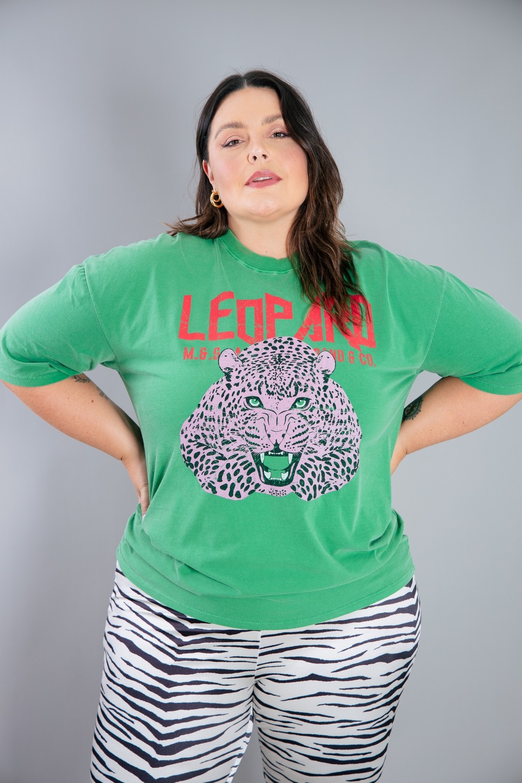CAMISETA T-SHIRT VINTAGE VERDE LEOPARD CAMISETA T-SHIRT VINTAGE VERDE LEOPARD