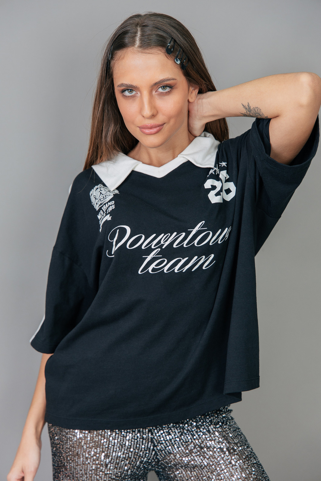 T-SHIRT OVERSIZED ESPORTIVA COM GOLA  DOWNTOWN TEAM