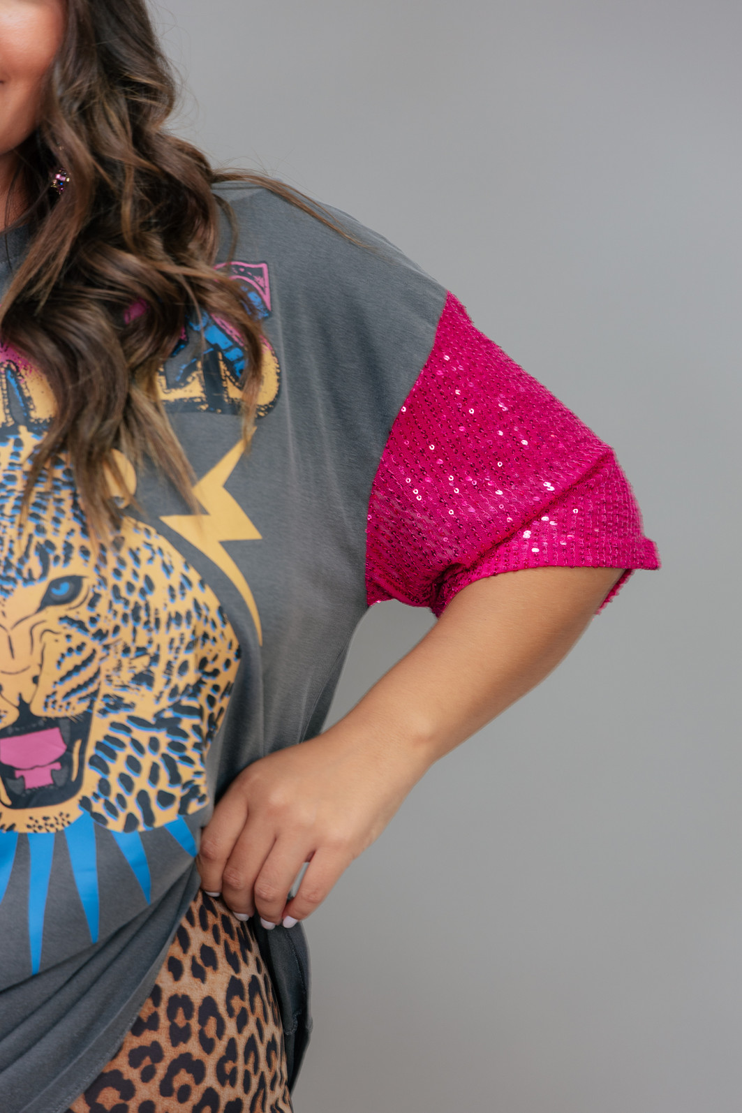 CAMISETA T-SHIRT VINTAGE CHUMBO COM MANGAS DE PAETÊ ROCKIES