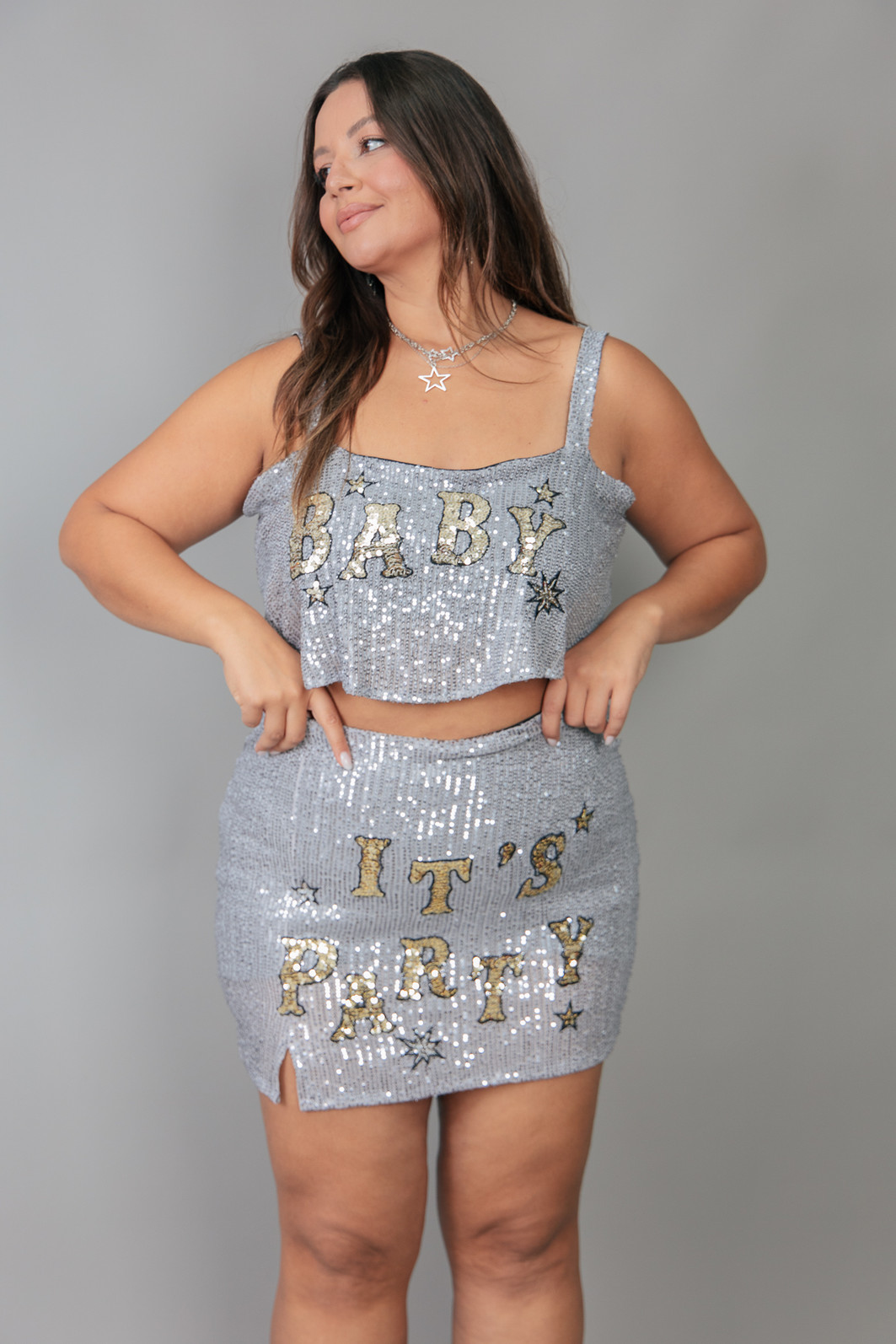 TOP EM PAETÊS PRATA BABY TOP EM PAETÊS PRATA BABY