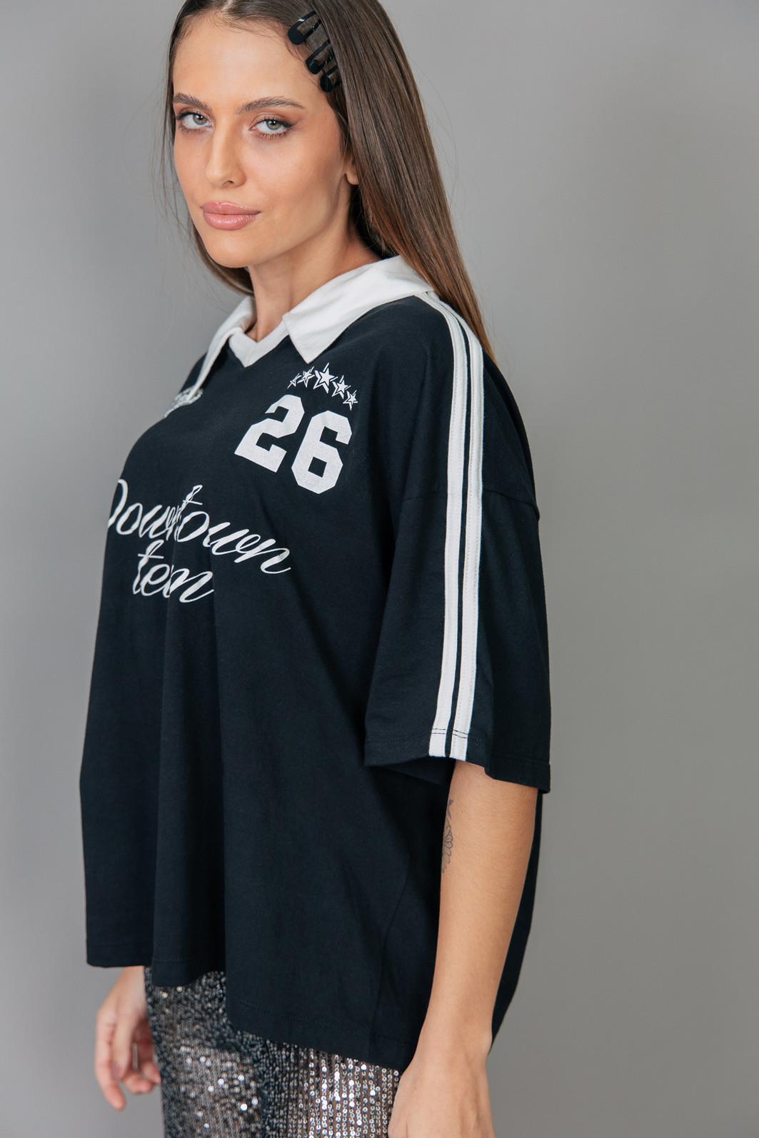 T-SHIRT OVERSIZED ESPORTIVA COM GOLA  DOWNTOWN TEAM