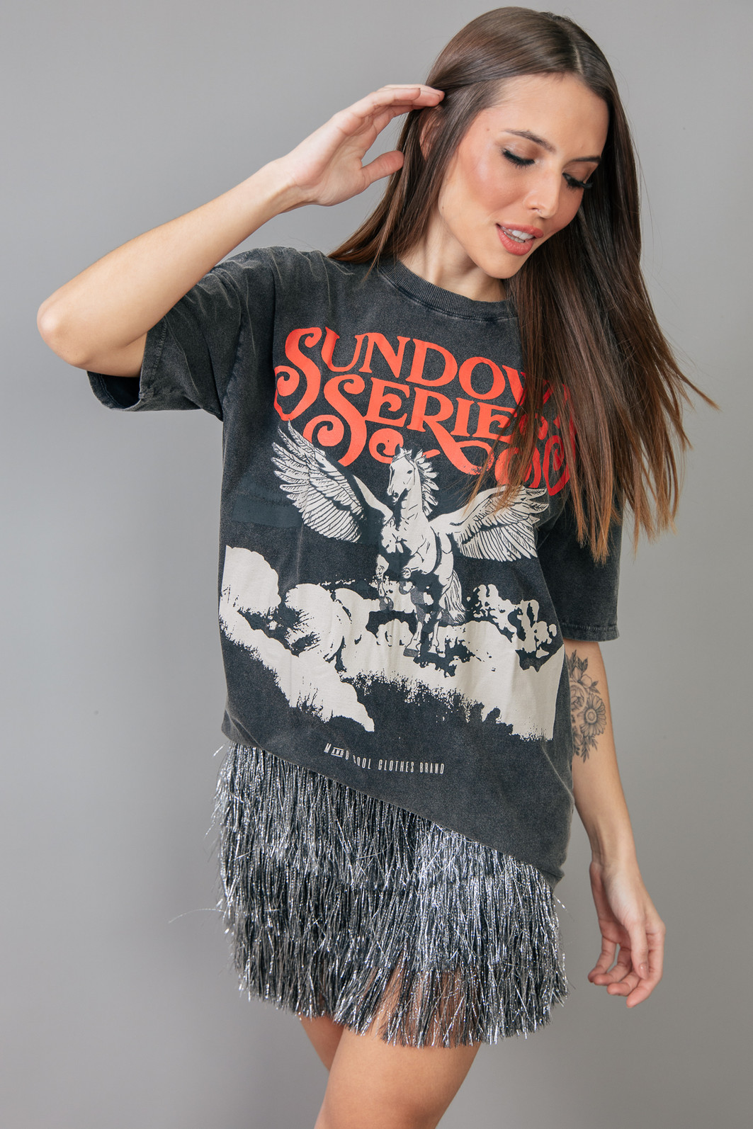 T-SHIRT VINTAGE PRETO MARMORIZADO SUNDOWN