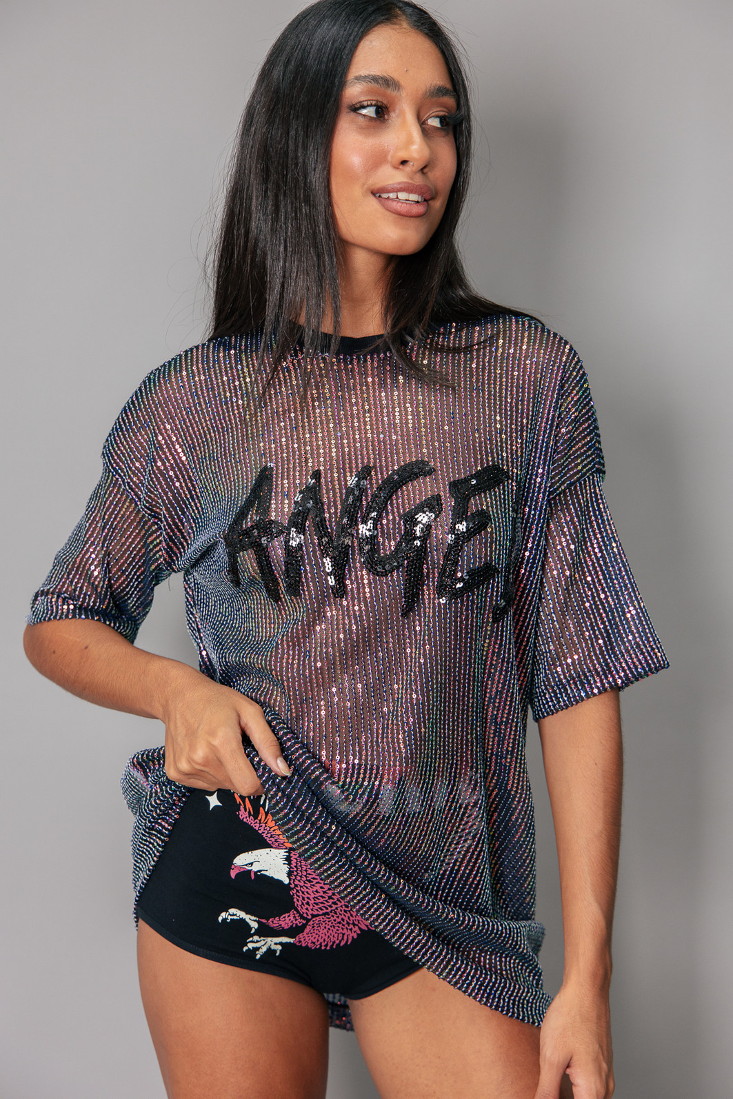 T-SHIRT OVERSIZED DE DE PAETÊS FURTACOR ANGEL T-SHIRT OVERSIZED DE DE PAETÊS FURTACOR ANGEL