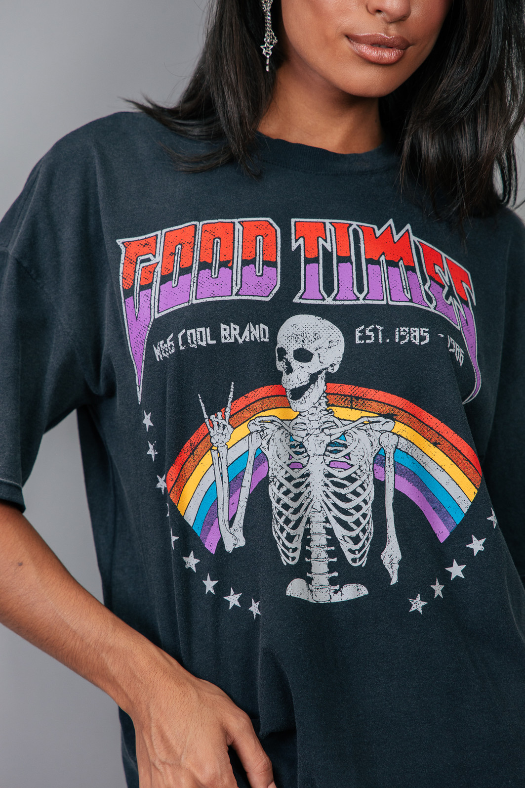 T-SHIRT VINTAGE PRETO MARMORIZADO GOOD TIMES T-SHIRT VINTAGE PRETO MARMORIZADO GOOD TIMES