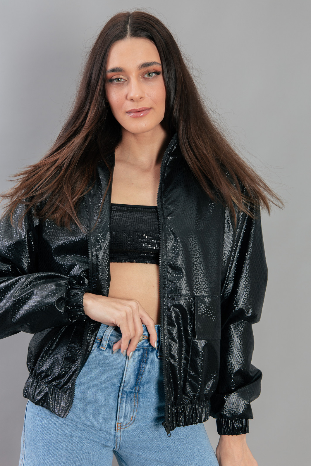 JAQUETA CORTA VENTO PRETO BRILHO JAQUETA CORTA VENTO PRETO BRILHO