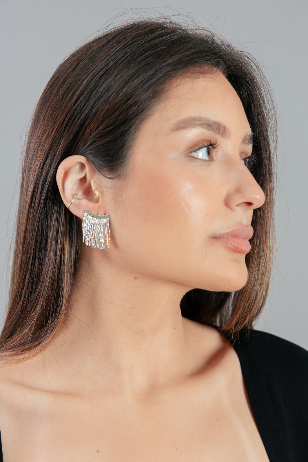 BRINCO PRATEADO MINI FRANJA