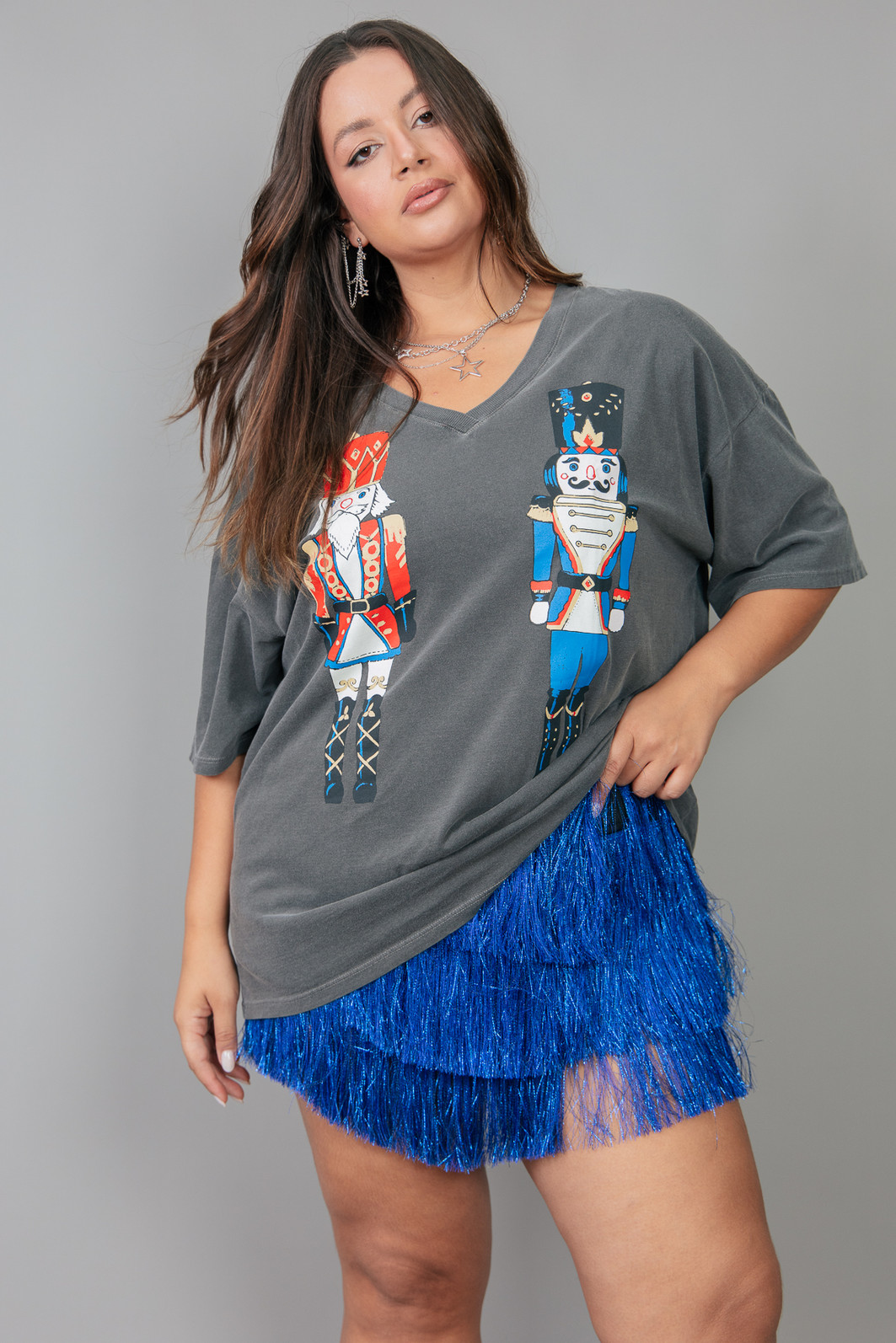 SHORT SAIA DE FRANJAS LONGAS AZUL