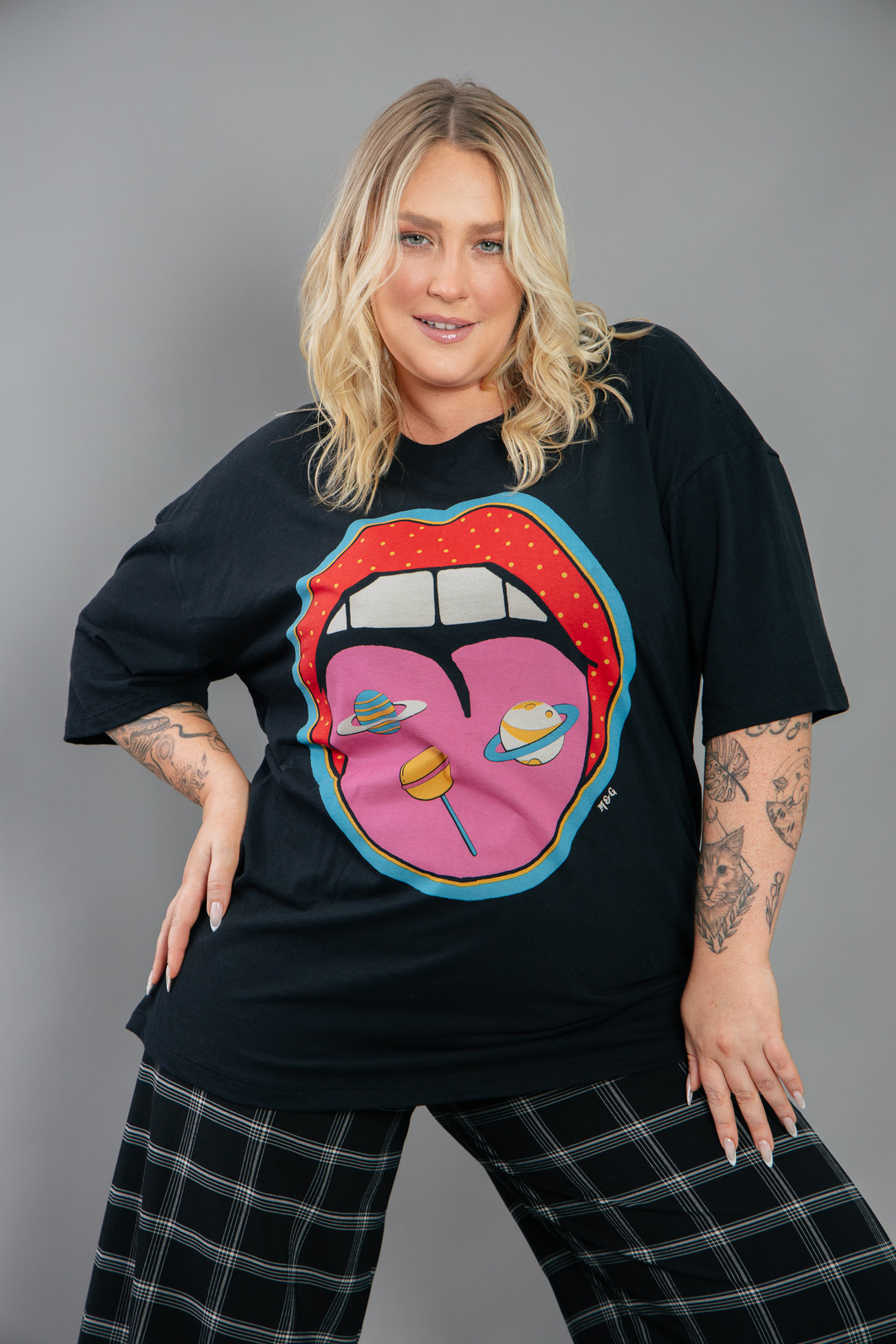 CAMISETA T-SHIRT VINTAGE PRETA LOLLIPOP