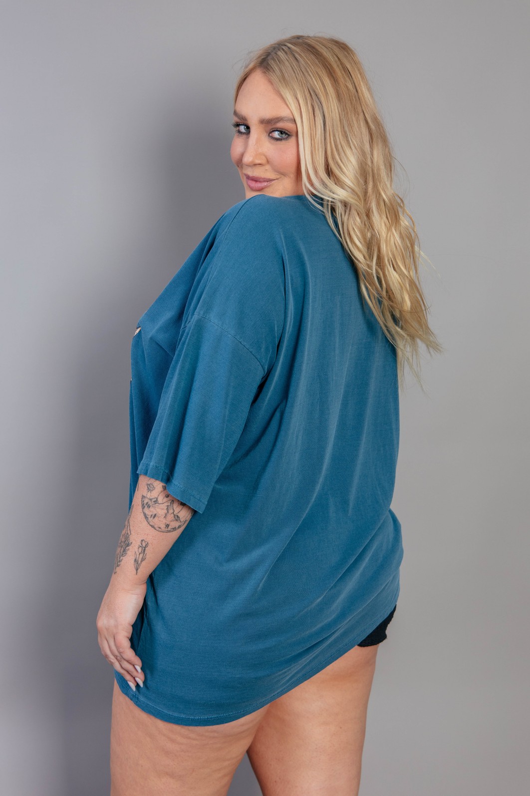 CAMISETA T-SHIRT OVERSIZED AZUL ROCK CATS