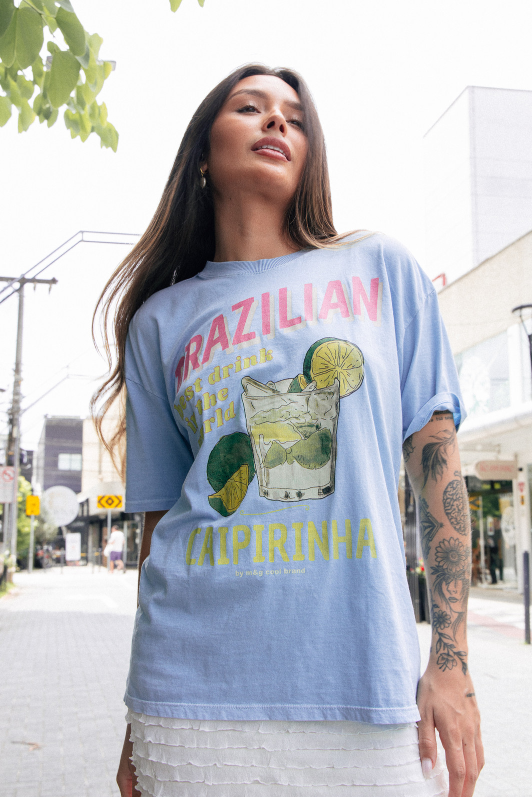 CAMISETA T-SHIRT VINTAGE AZUL CAIPIRINHA