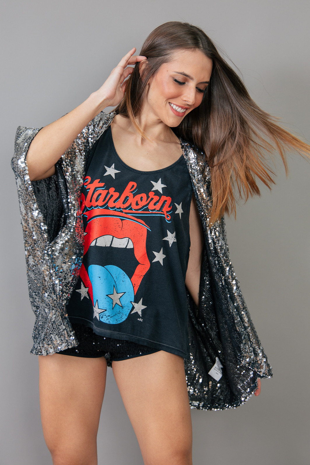 REGATA AMPLA PRETA  COM SILK STARBORN