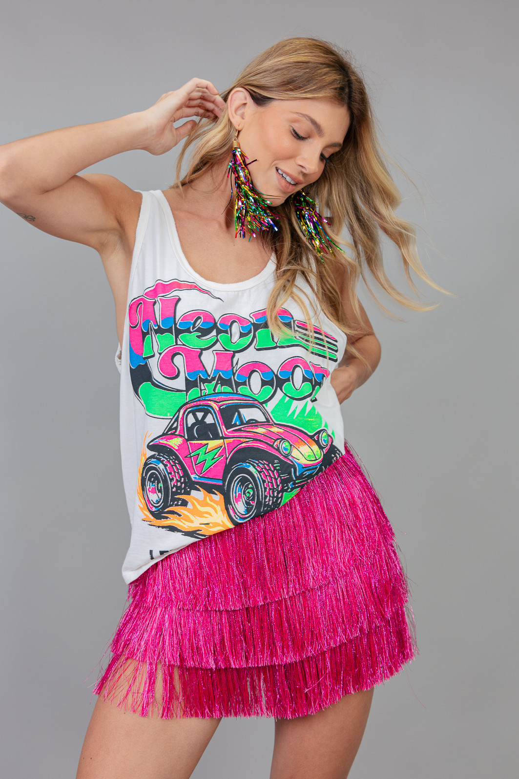 SHORT SAIA COM FRANJAS ROSA