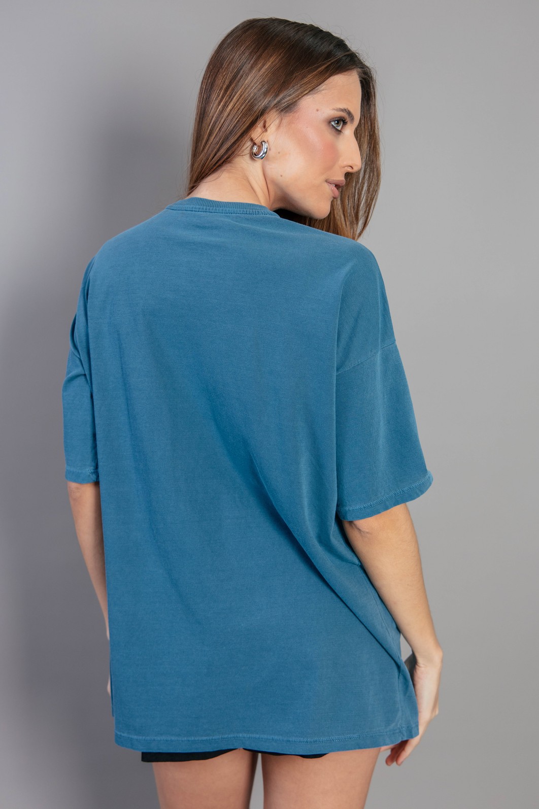 CAMISETA T-SHIRT OVERSIZED AZUL ROCK CATS
