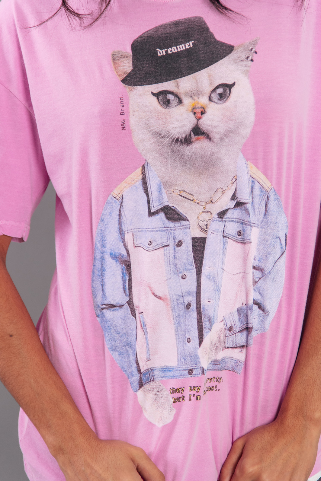 CAMISETA T-SHIRT VINTAGE ROSA CAT