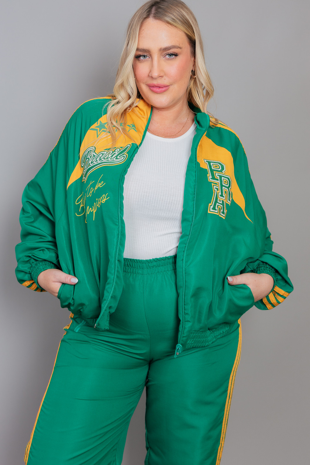 JAQUETA ESPORTIVA BRASIL VERDE E AMARELO