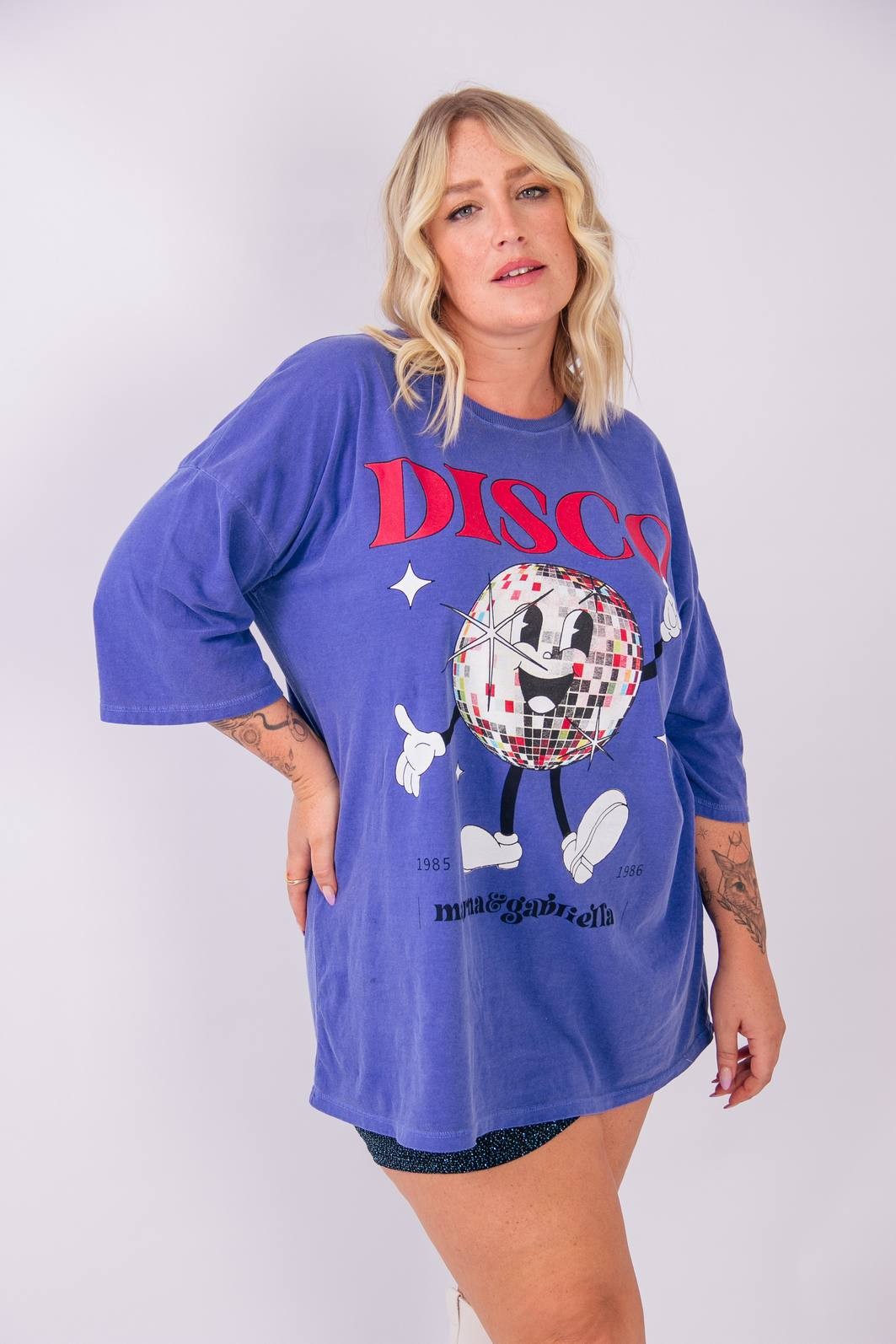 CAMISETA T-SHIRT OVERSIZED AZUL DISCO