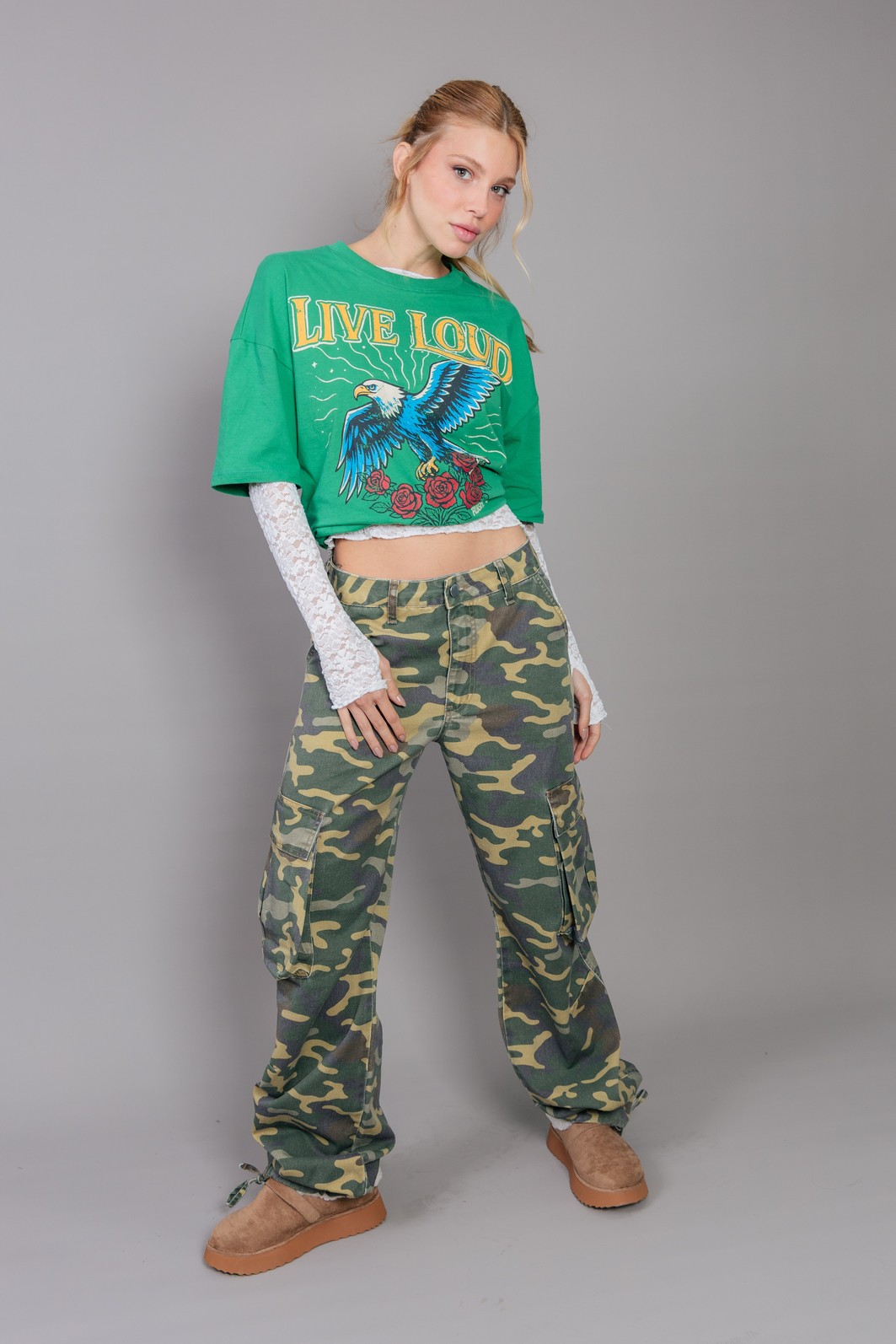 CAMISETA T-SHIRT VINTAGE VERDE LIVE LOUD CAMISETA T-SHIRT VINTAGE VERDE LIVE LOUD