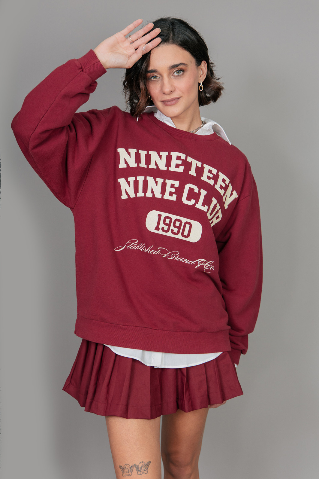 CASACO OVERSIZED DE MOLETOM BORGONHA NINETEEN