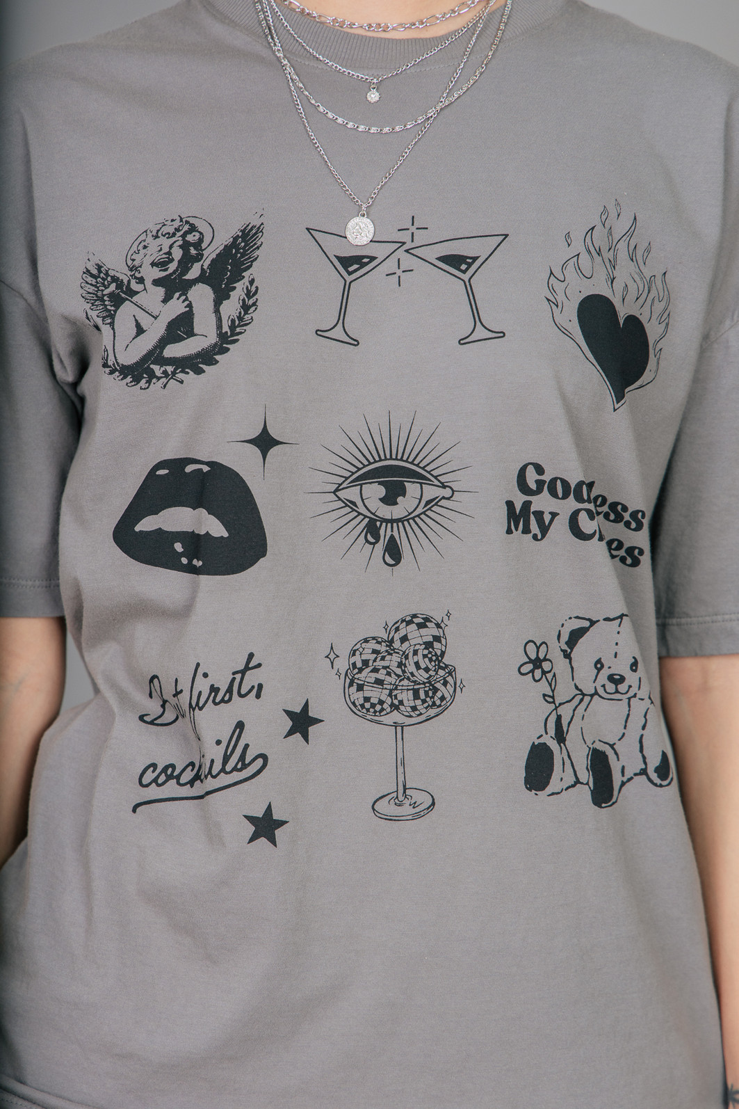 CAMISETA T-SHIRT VINTAGE CINZA BLESS MY CHOICES