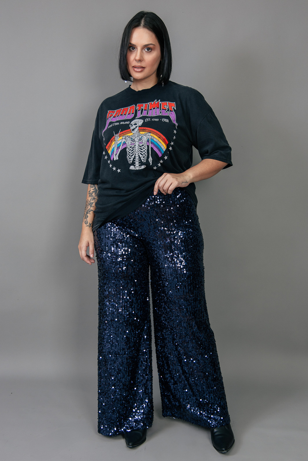 T-SHIRT VINTAGE PRETO MARMORIZADO GOOD TIMES T-SHIRT VINTAGE PRETO MARMORIZADO GOOD TIMES