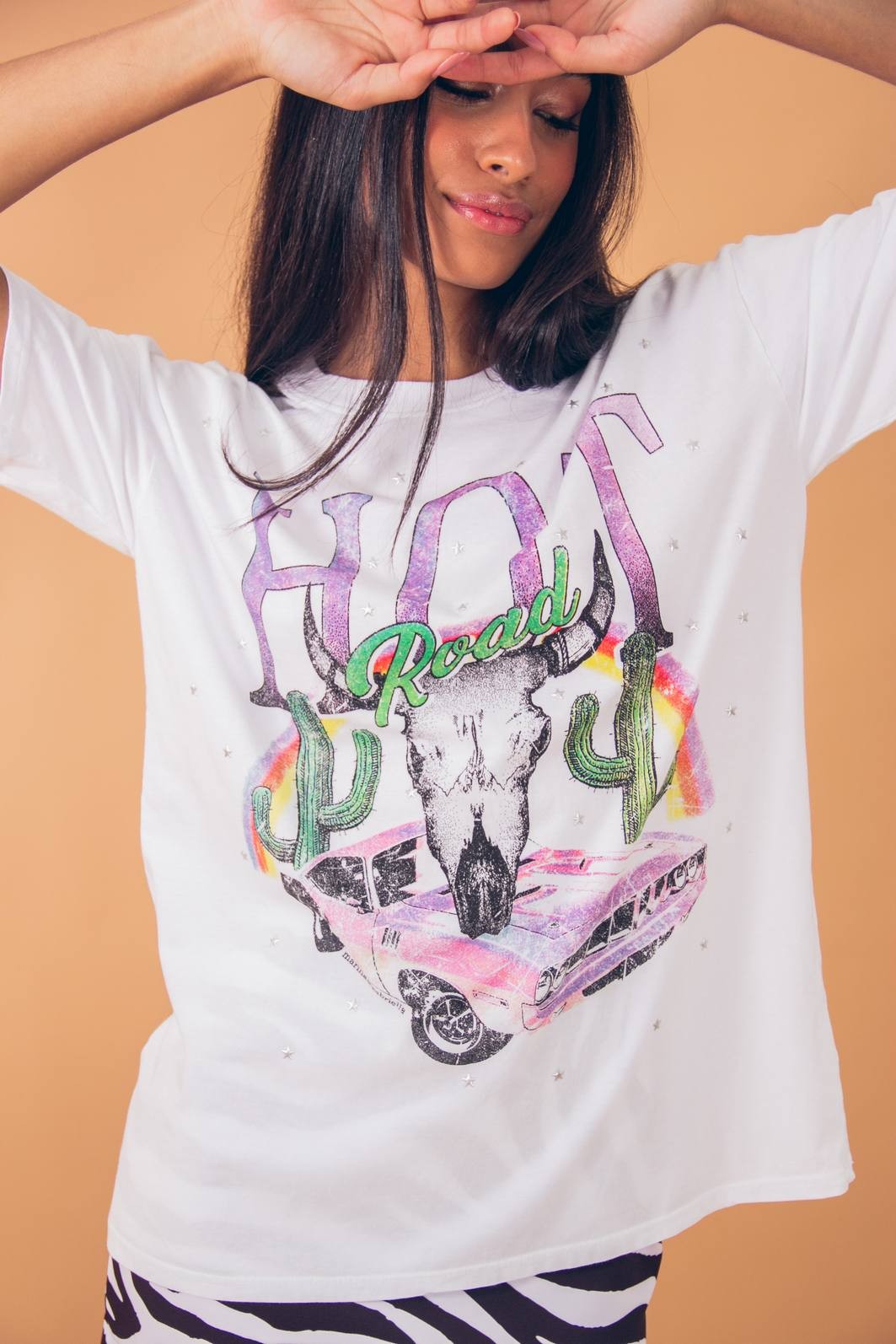 CAMISETA T-SHIRT VINTAGE BRANCA HOT ROAD