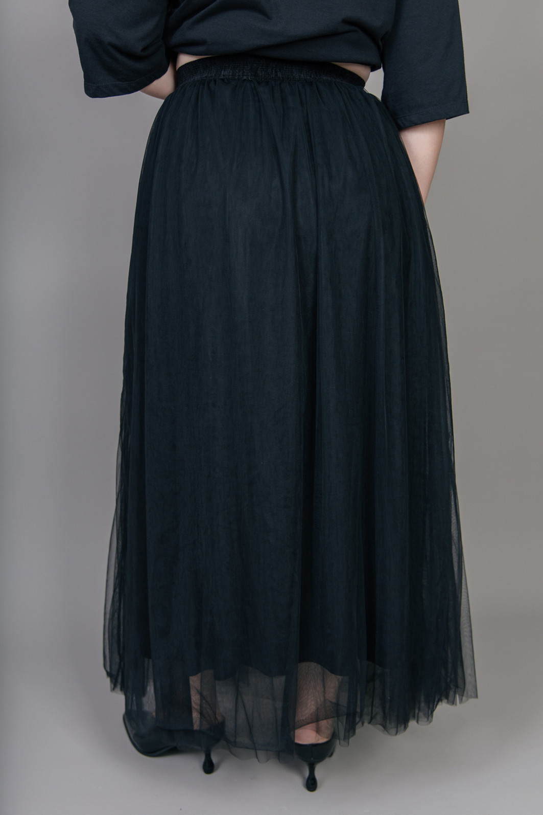 SAIA MIDI DE TULE PRETA COM FORRO SAIA MIDI DE TULE PRETA COM FORRO