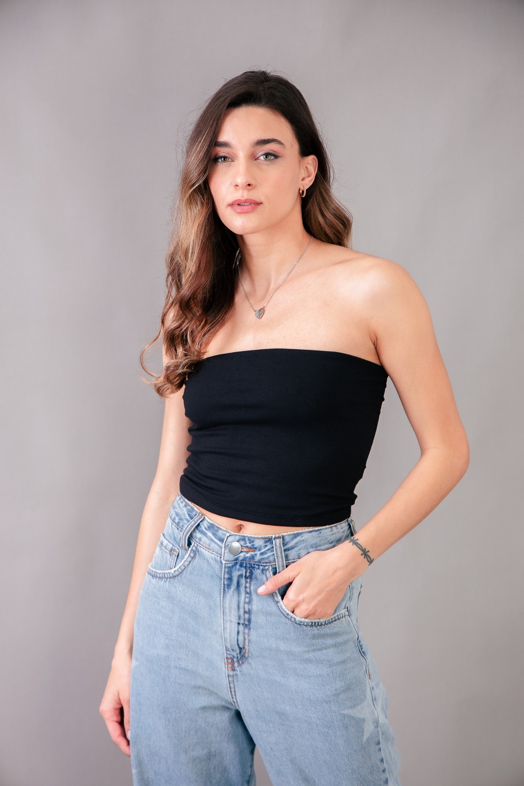 Top Preto De Cotton Tomara Que Caia Marina Gabriella Roupas Femininas Loja Online Oficial