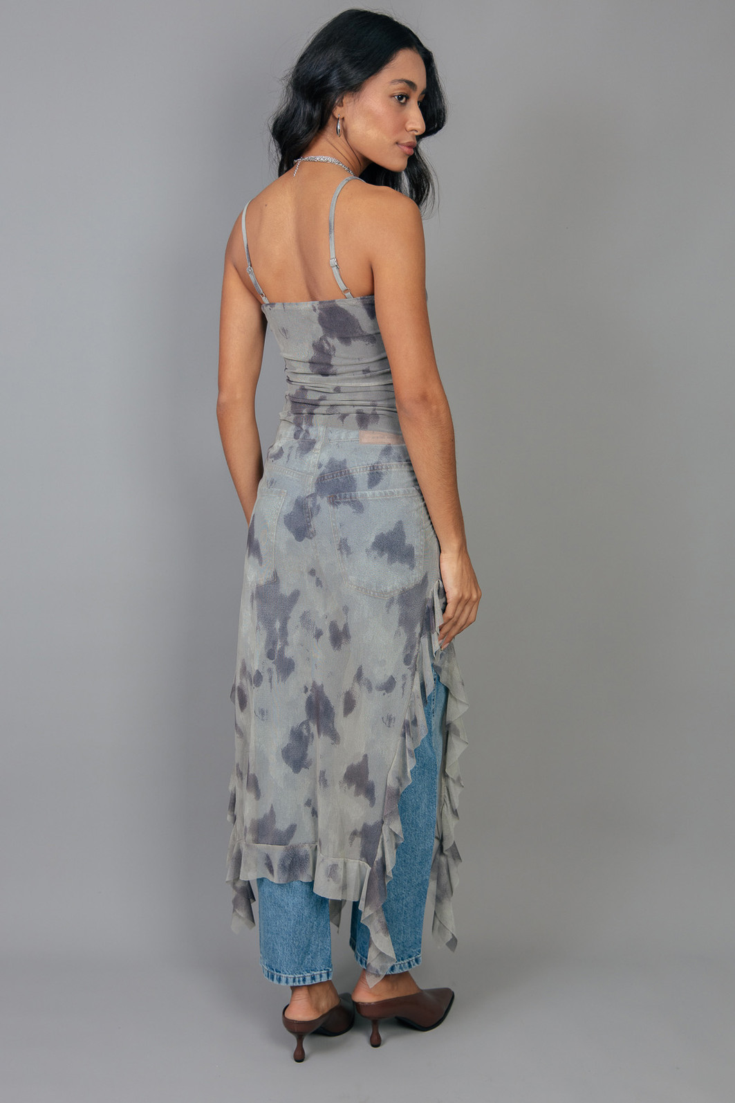 BLUSA DE TULE ESTAMPADO COM PONTAS BLUSA DE TULE ESTAMPADO COM PONTAS