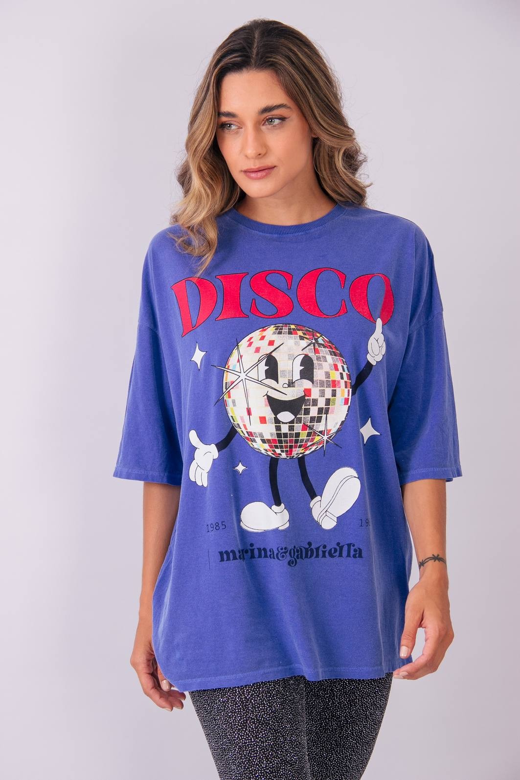 CAMISETA T-SHIRT OVERSIZED AZUL DISCO