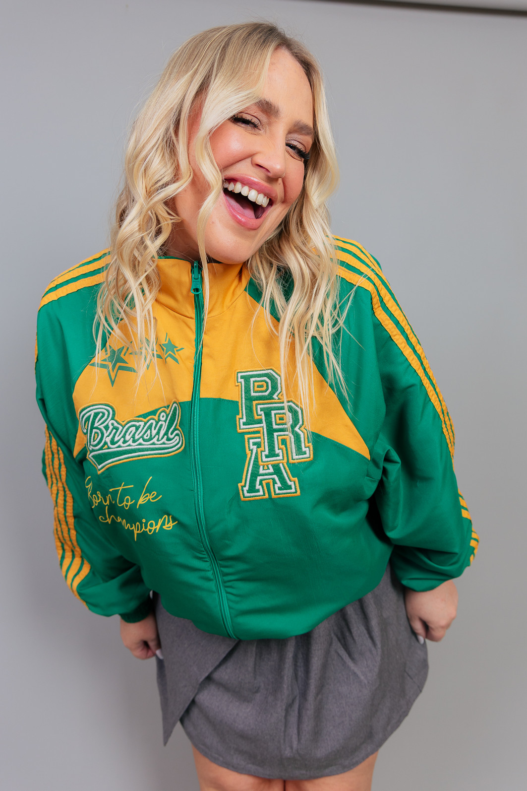 JAQUETA ESPORTIVA BRASIL VERDE E AMARELO