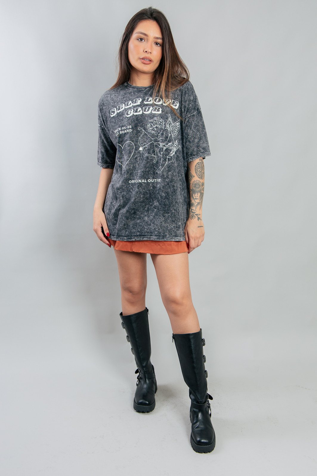 CAMISETA  T-SHIRT OVERSIZED MARMORIZADA SELF LOVE CAMISETA  T-SHIRT OVERSIZED MARMORIZADA SELF LOVE